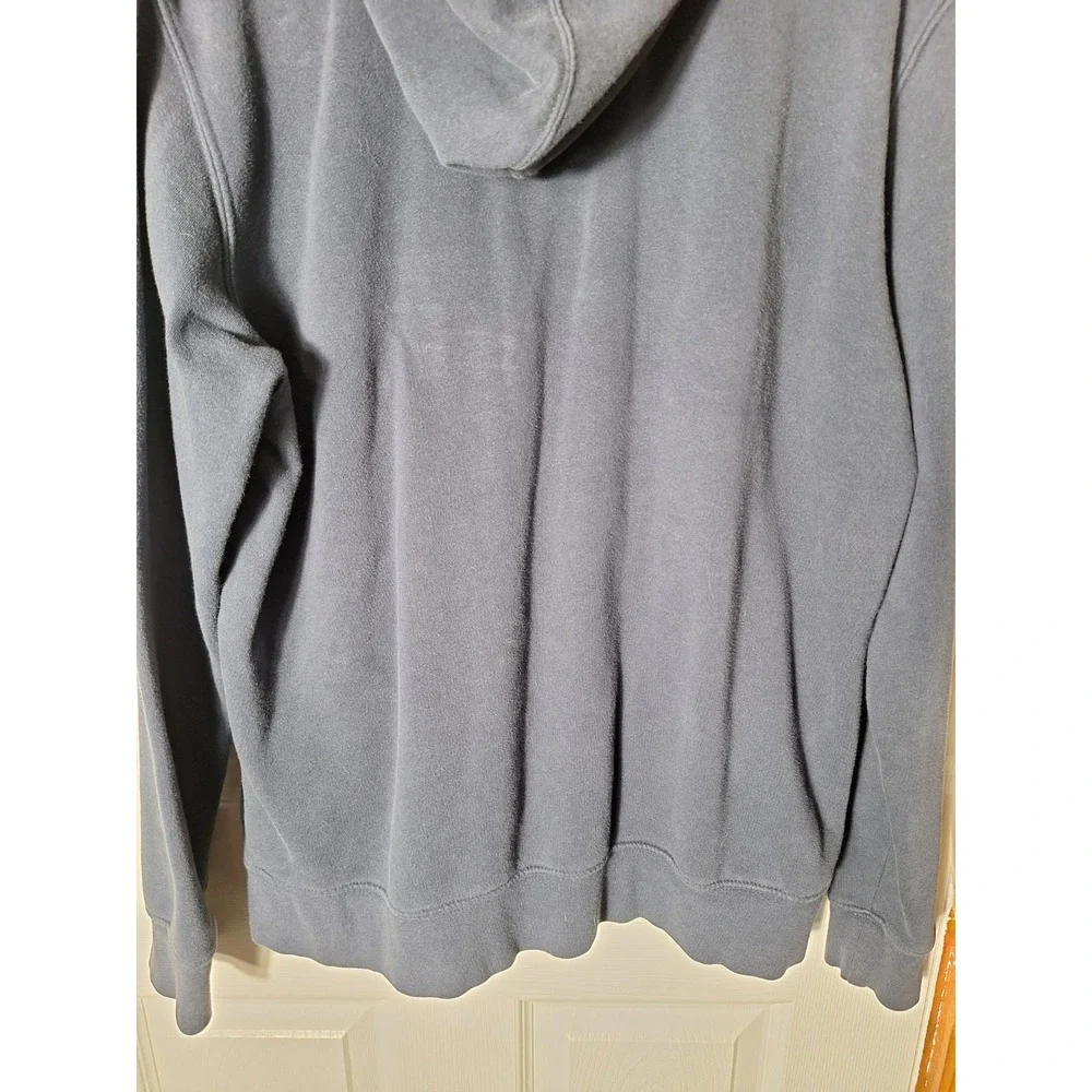 The North Face Mens Hoodie Gray Blue Logo Pullover Hooded Sweatshirt Size Medium